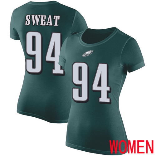 Women Philadelphia Eagles #94 Josh Sweat Green Rush Pride Name and Number NFL T Shirt